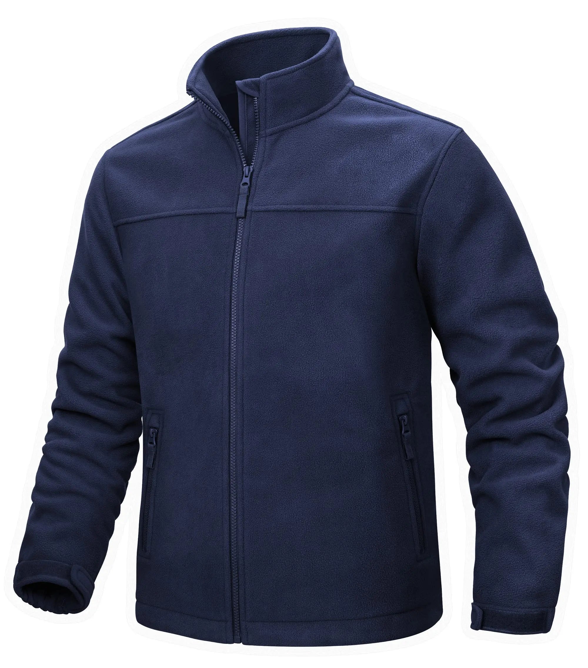 TACVASEN Winter Fleece Jackets Mens Full Zip Stand Up Work Jacket Coats Zipper Pockets Hiking Jacket Outdoor Windbreaker