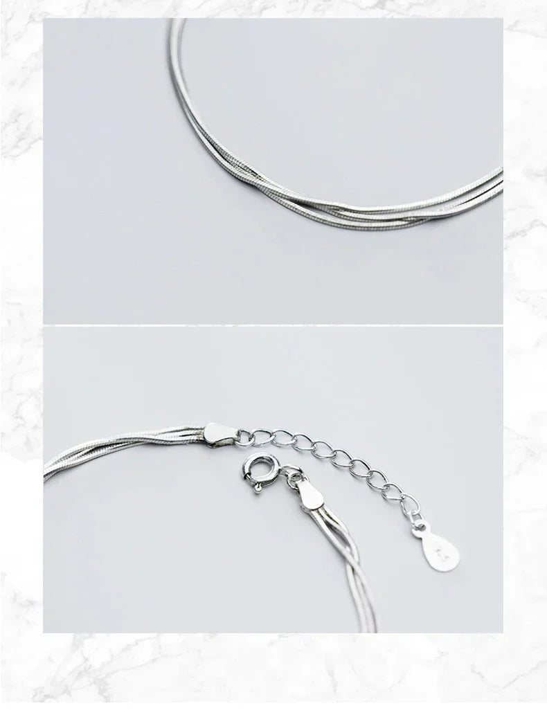Simple Three Layer Snake Bone Chain for Women 925 Sterling Silver Fashion Link Chain Bracelet Fine Jewelry 2020 Design