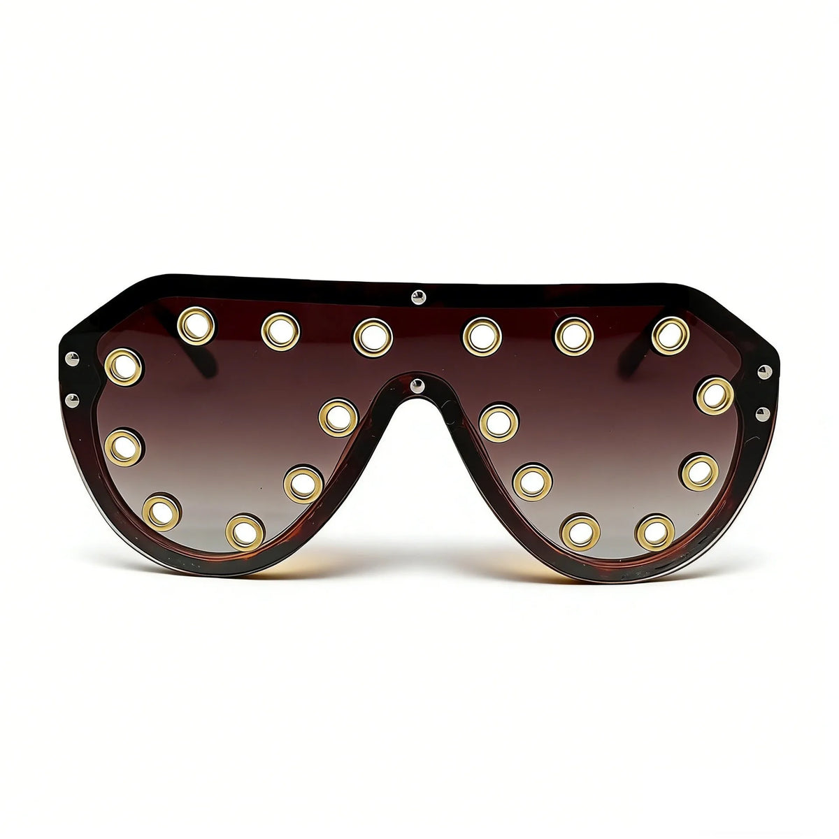Trendy y2k Oversized One-piece Sunglasses Women Luxury Metal Rivet Party Cool Big Frame Shades UV400 Beach Club Streetwear
