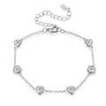 Certified 4mm Bezel Set Heart Cut Moissanite Diamond Bracelets for Women 100% S925 Silver Charm Bracelet Wrist Chain Adjustable
