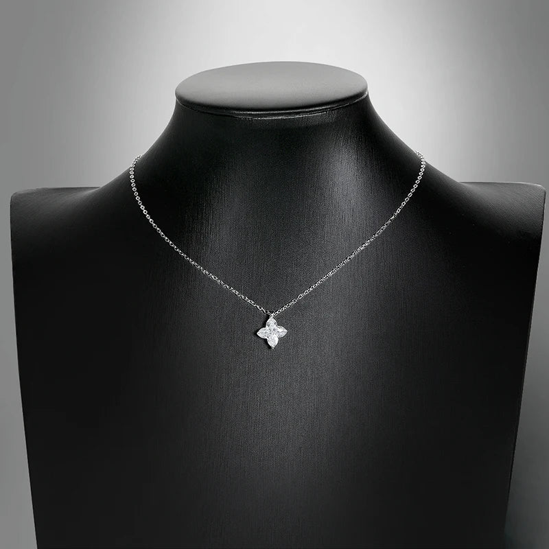 Certified 1CT 3CT Flower Cut Moissanite Necklace for Women Sparkling Lab Diamond Pendant Pure S925 Silver Chain Jewelry