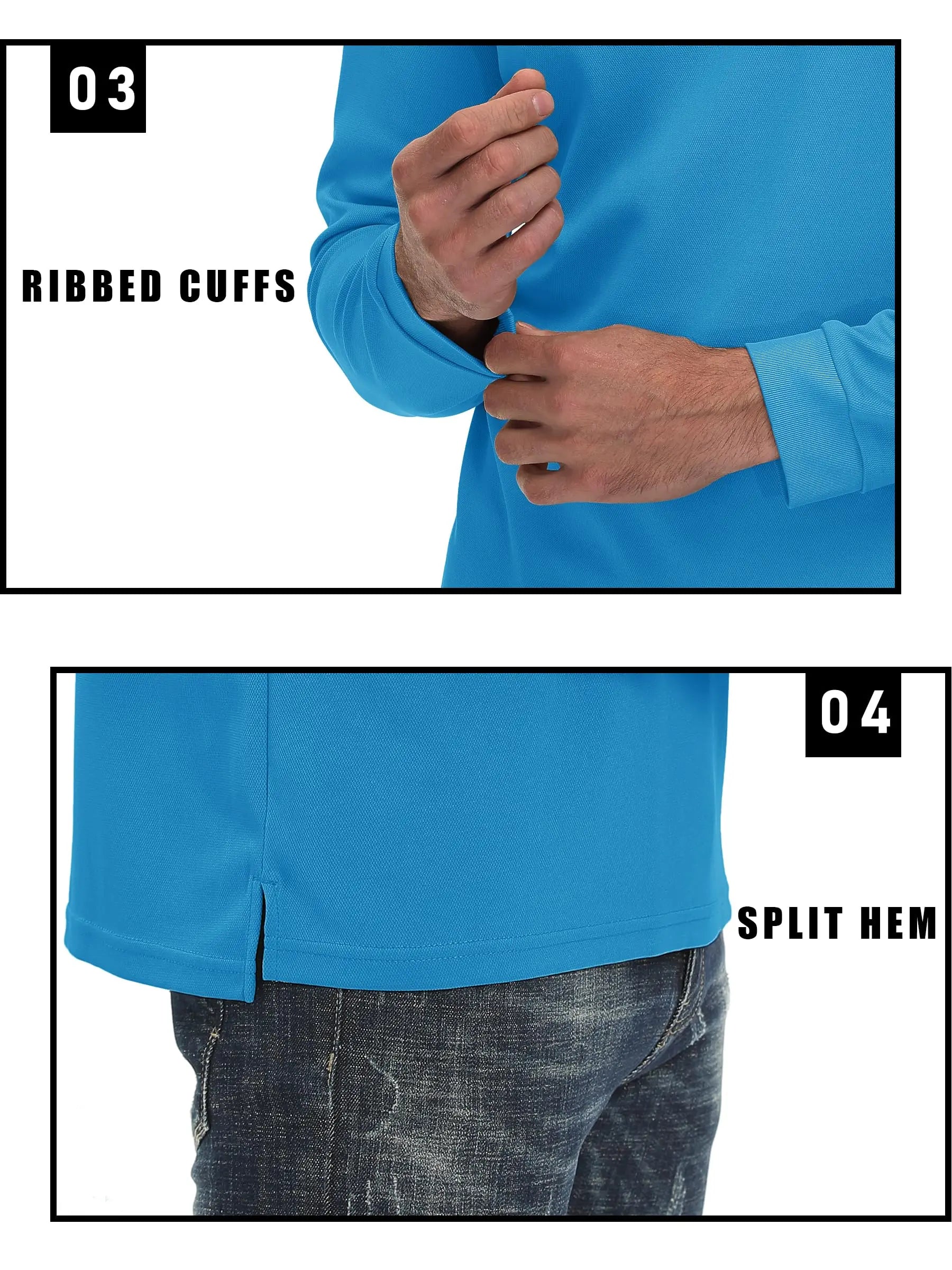 Men Sports Polo Shirts Quick Dry Golf T-shirts Breathable Work Shirts Casual Office Shirts Lightweight Top Long Sleeve
