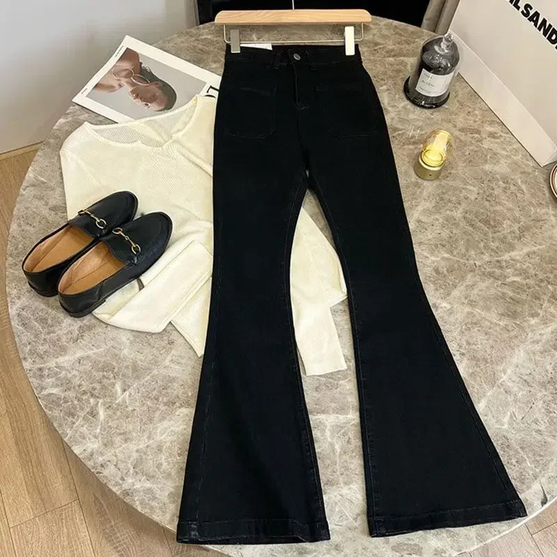 High Waist Loose Flare Jeans with Classic Vintage