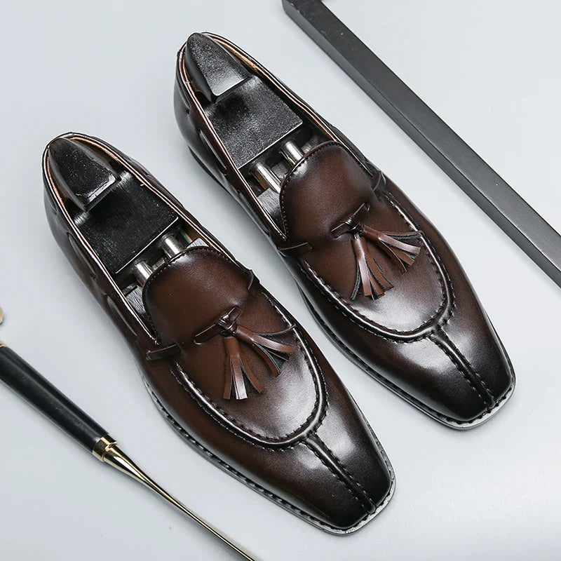 Fashion Shoe Office Shoes for Men Casual Shoes Breathable Leather Loafers Mens Driving Moccasins Comfortable Slip on 2023 Brown