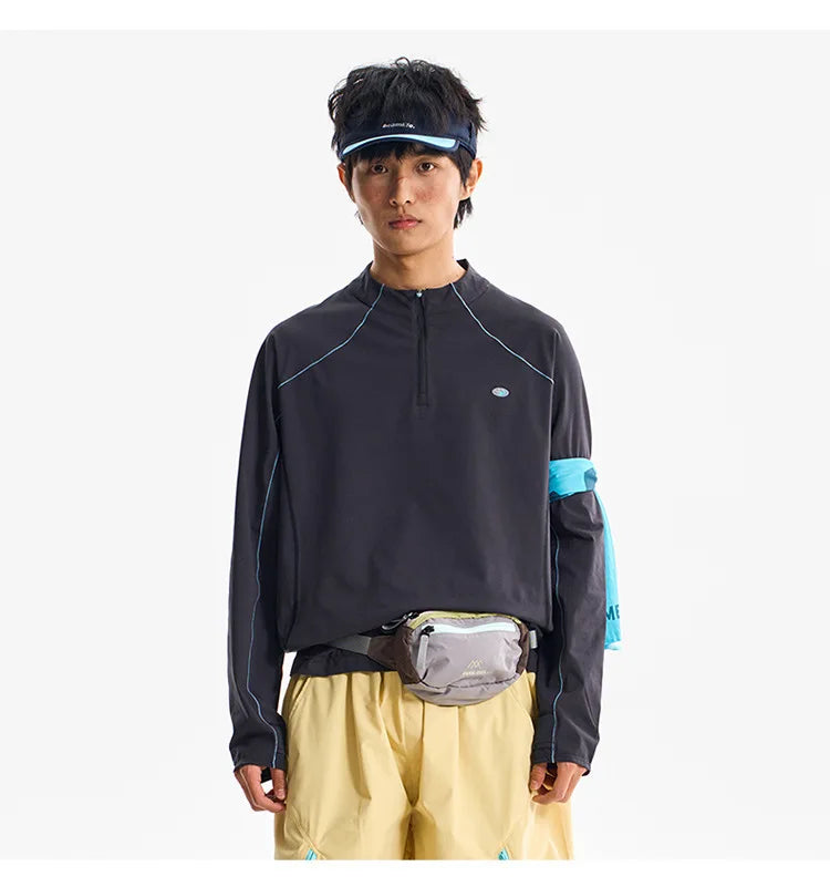 Man Quick-Dry Long Sleeve Shirt - Breathable, Anti-Odor, UPF Sun Protection with Raglan Sleeve Unisex Outdoor Jacket
