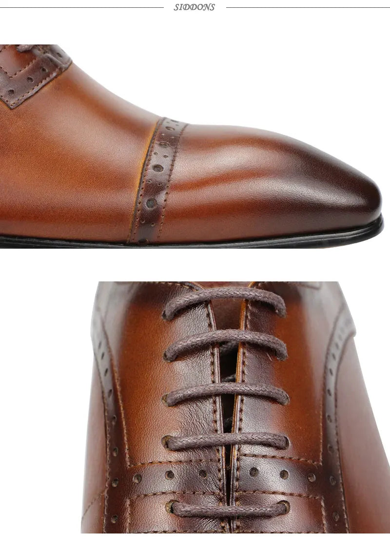 Premium Men's Genuine Leather Oxford Shoes|Luxury Brogue Dress Shoes for Weddings & Business|Comfortable Formal Lace-Up Shoes