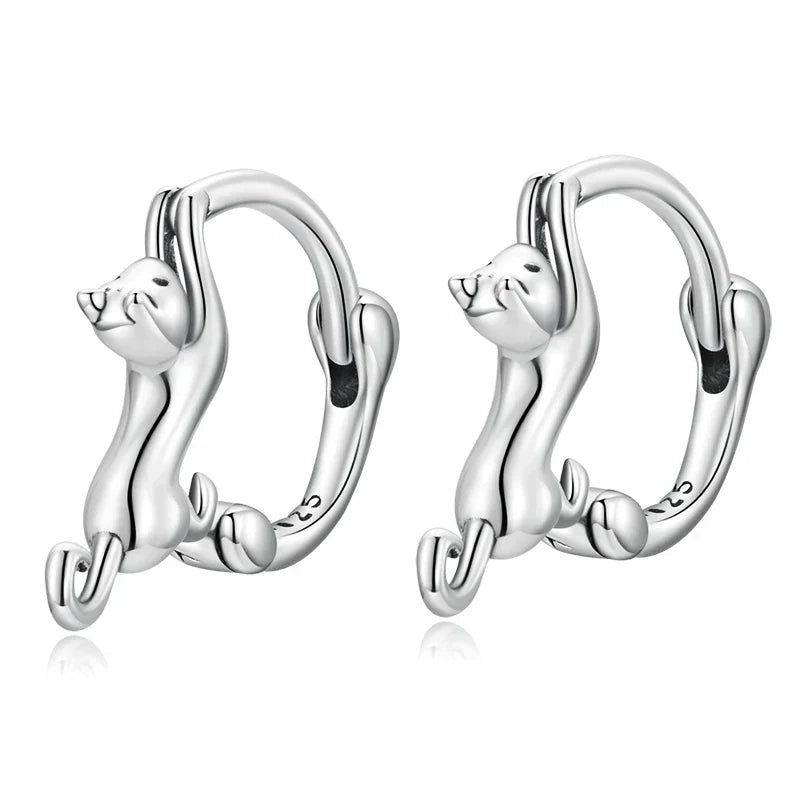 Snake Dog Cat Ear Buckles Women 925 Sterling Silver Dachshund Hoop Earrings Girl Party Birthday Gift Minimalism Jewelry