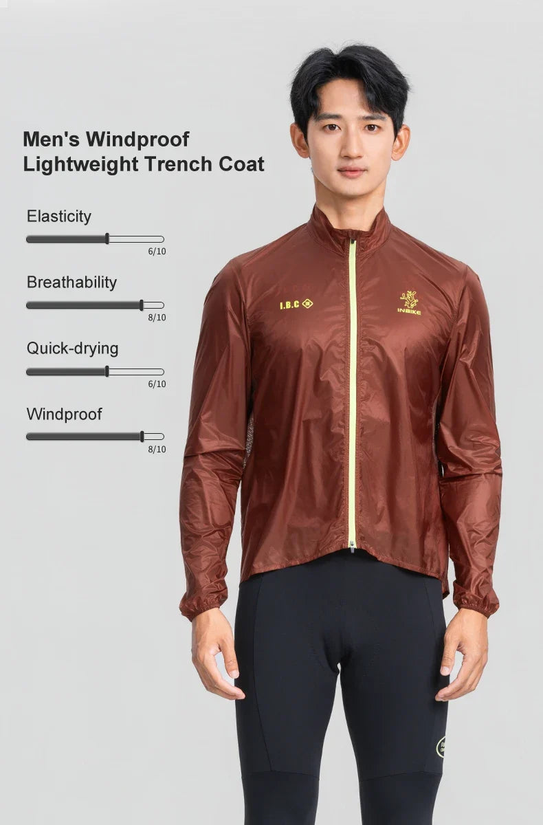 Men's Road Bike Windbreaker Windproof Water-Resistant Lightweight Bicycle Long Sleeved Cycling Jacket MTB Clothing Man