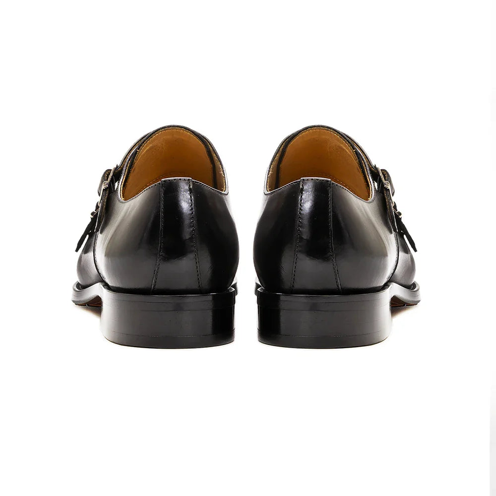 Luxury Genuine Leather Double Buckle Monk Strap Formal Shoes for Men Classic Cap Toe Business Office Wedding Dress Shoes