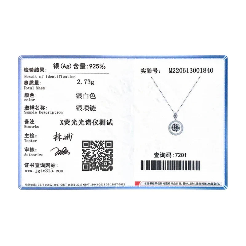 925 Sterling Silver Sparkling Luxury Pendant Necklace Link Chain Movable Zirconia Wedding Engagement Jewelry For Women