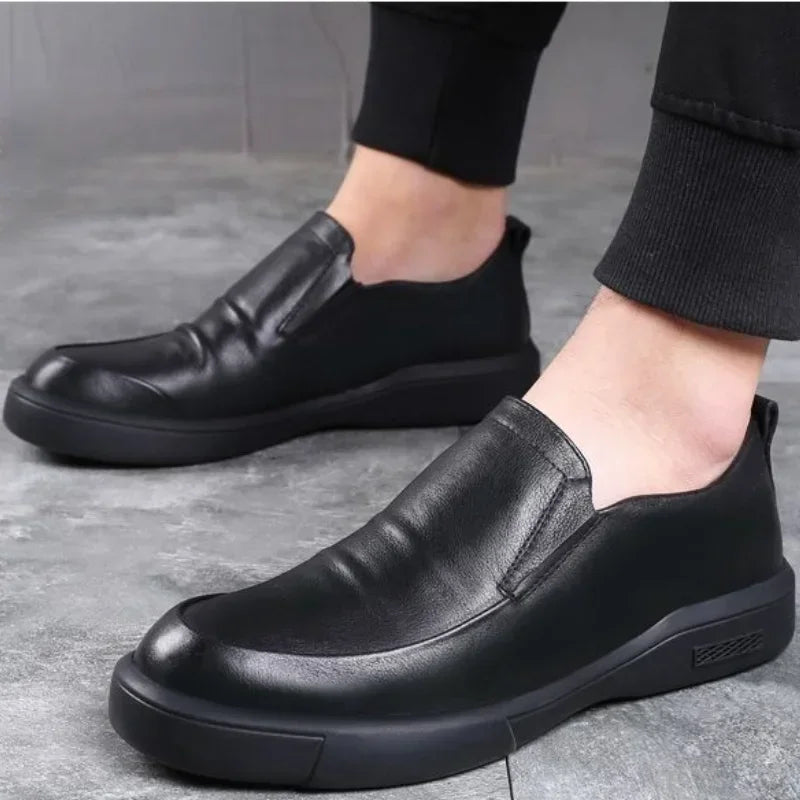 Social Shoe Male Spring Autumn Men's Formal Shoes Casual Business Cowhide 2025 Trend Black Official Cheap Clearance Footwear New