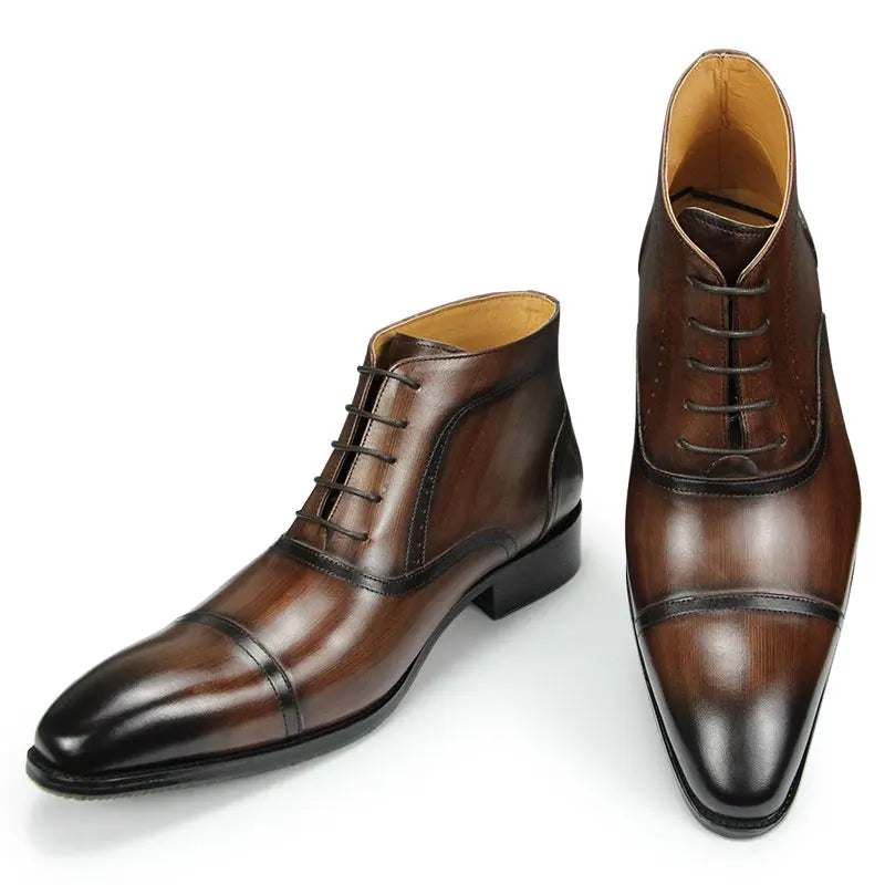 Luxury Men Genuine Leather Ankle Boots Fashion Casual Zapatos De Hombre Suit Work Safety Pointed Toe Cool Trendy Boot Customized
