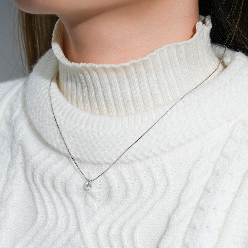Certified 0.5-5ct Moissanite Pendant Necklaces S925 Sterling Silver Solitaire Necklace Chains For Women Jewellry Gifts