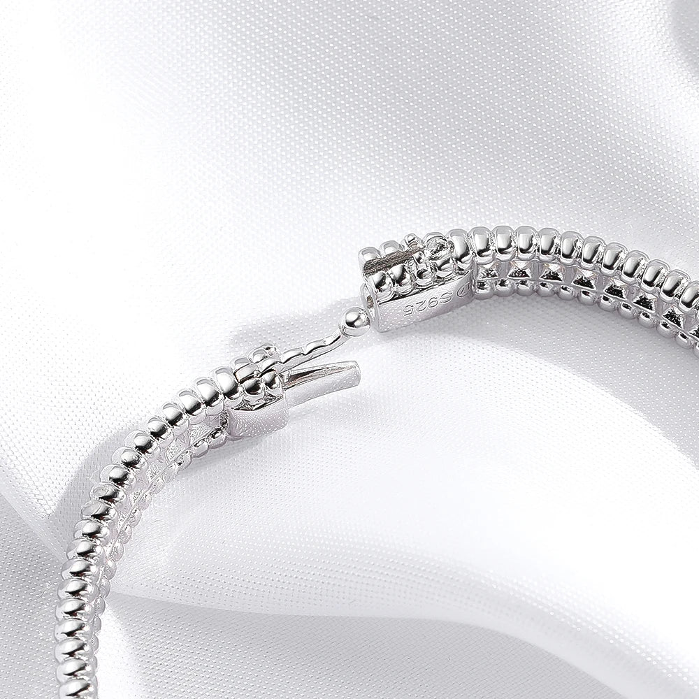 2mm D Moissanite Bangle Women Gift Solid 925 Silver Bracelet Sparkling Lab Diamond Hand Circles Joker Fold Wear Jewelry