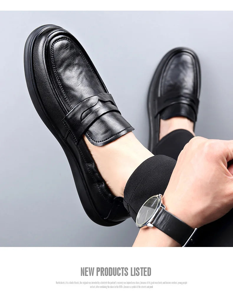 Spring Autumn New Genuine Leather Shoes for Men Black Fashion Business Casual Shoes Male High Quality Designer Loafers Man