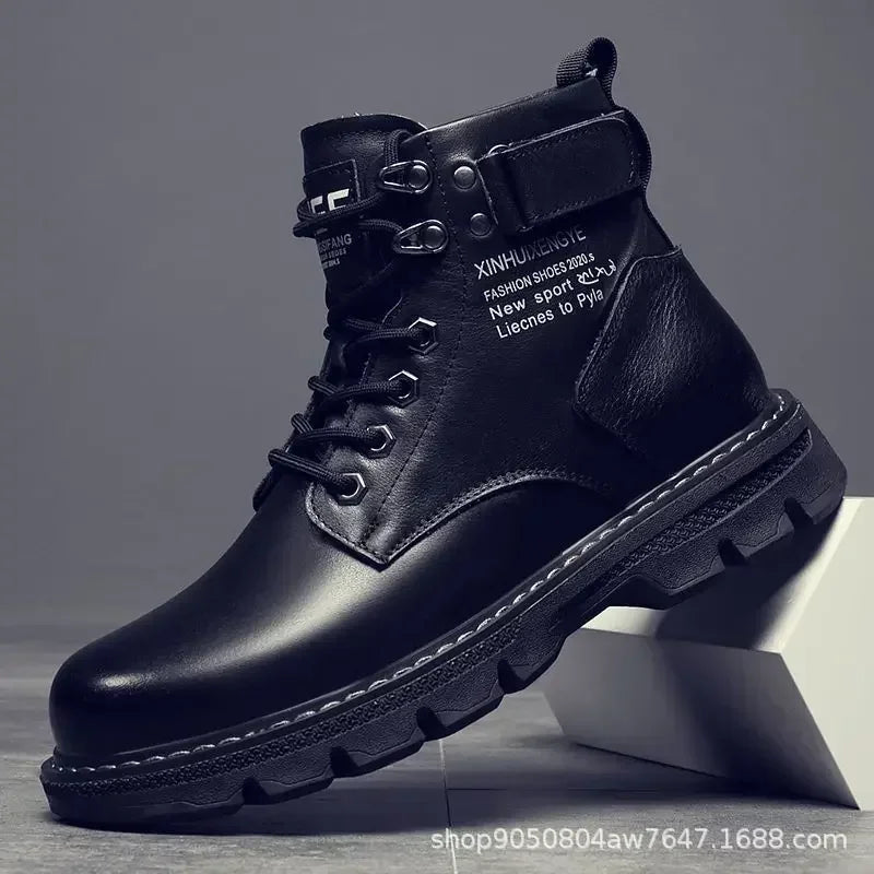 Men's Boots High Top Casual Lace Up Flat Bottomed Boots
