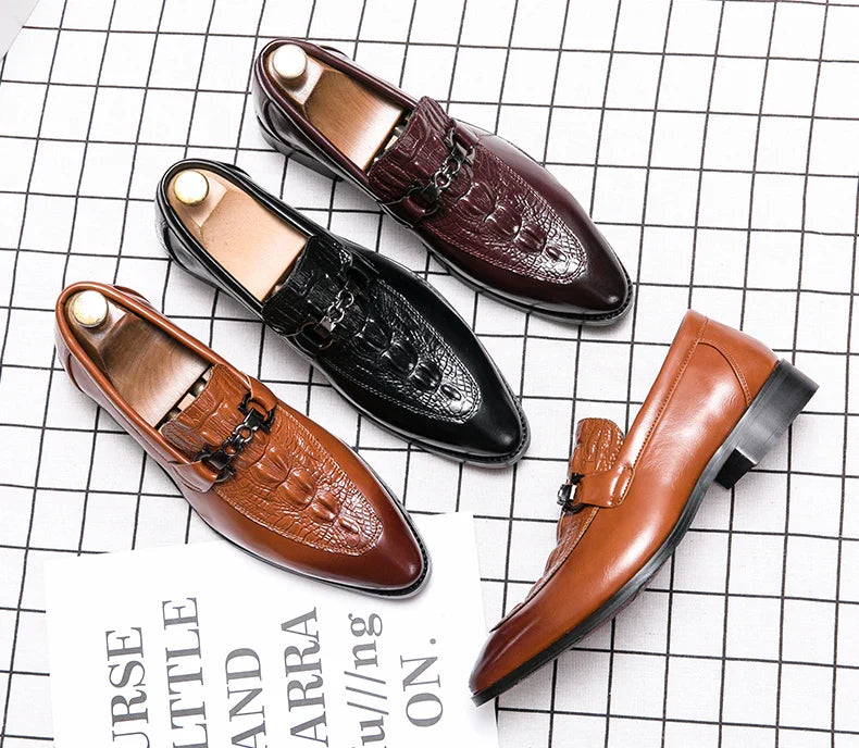 New Dress Leather Lofers Men Classic Casual Business Shoes For Men Social Party Leather Shoes Slip On Wedding Office Shoes Male