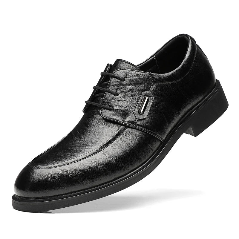 Brown Leather Dress Shoes British Style Lace Up Formal Business Footwear Groom Wedding Shoes Low Top Comfortable Office Shoes