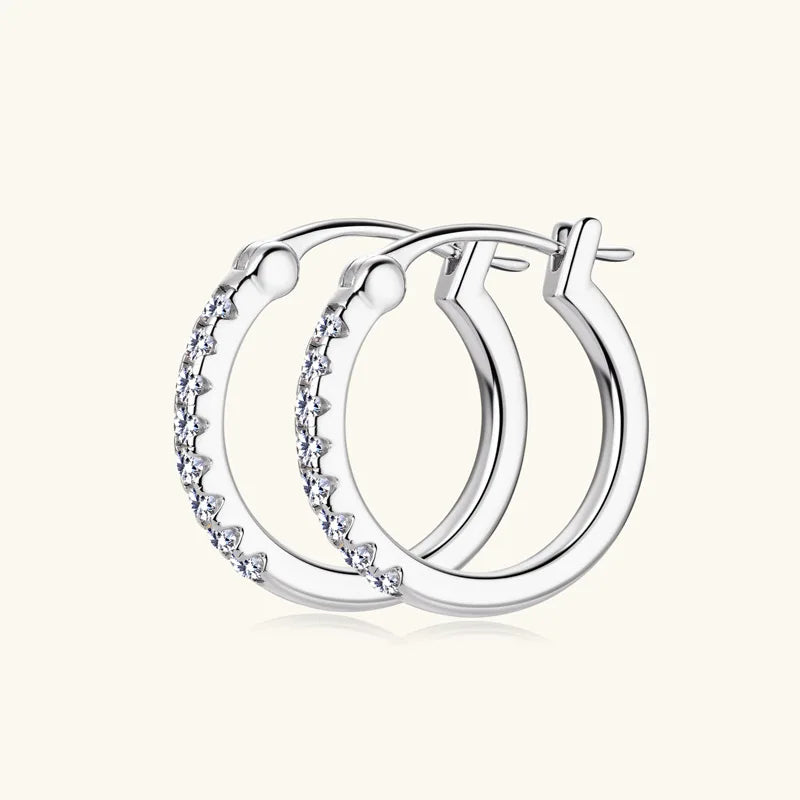 1.8mm D Color Full Moissanite Hoop Earrings for Women Sparkling Wedding Bride Jewelry 100% 925 Sterling Silver Wholesale