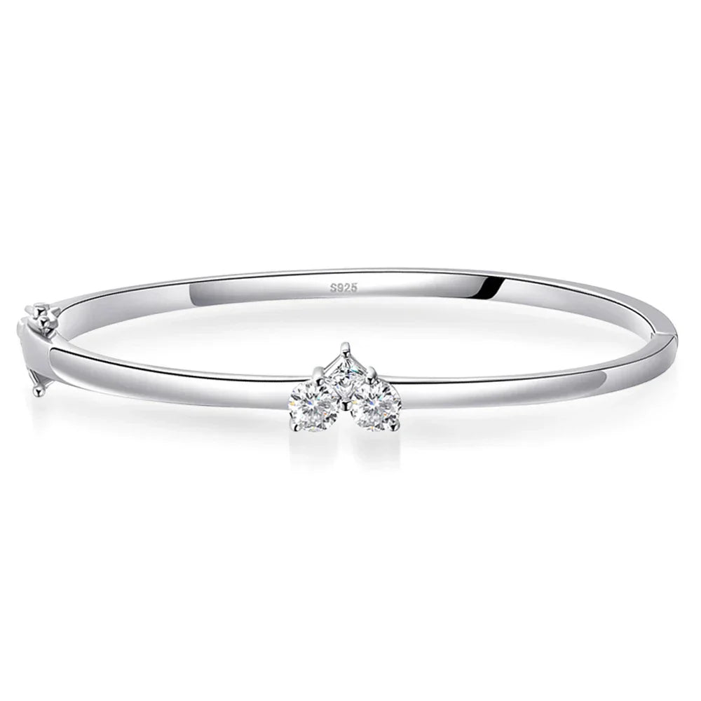 Moissanite Bangles Elegant Women Diamond Solid s925 Silver GRA Certified Dainty Bracelet Fine Jewelry for 17-18cm Wrist