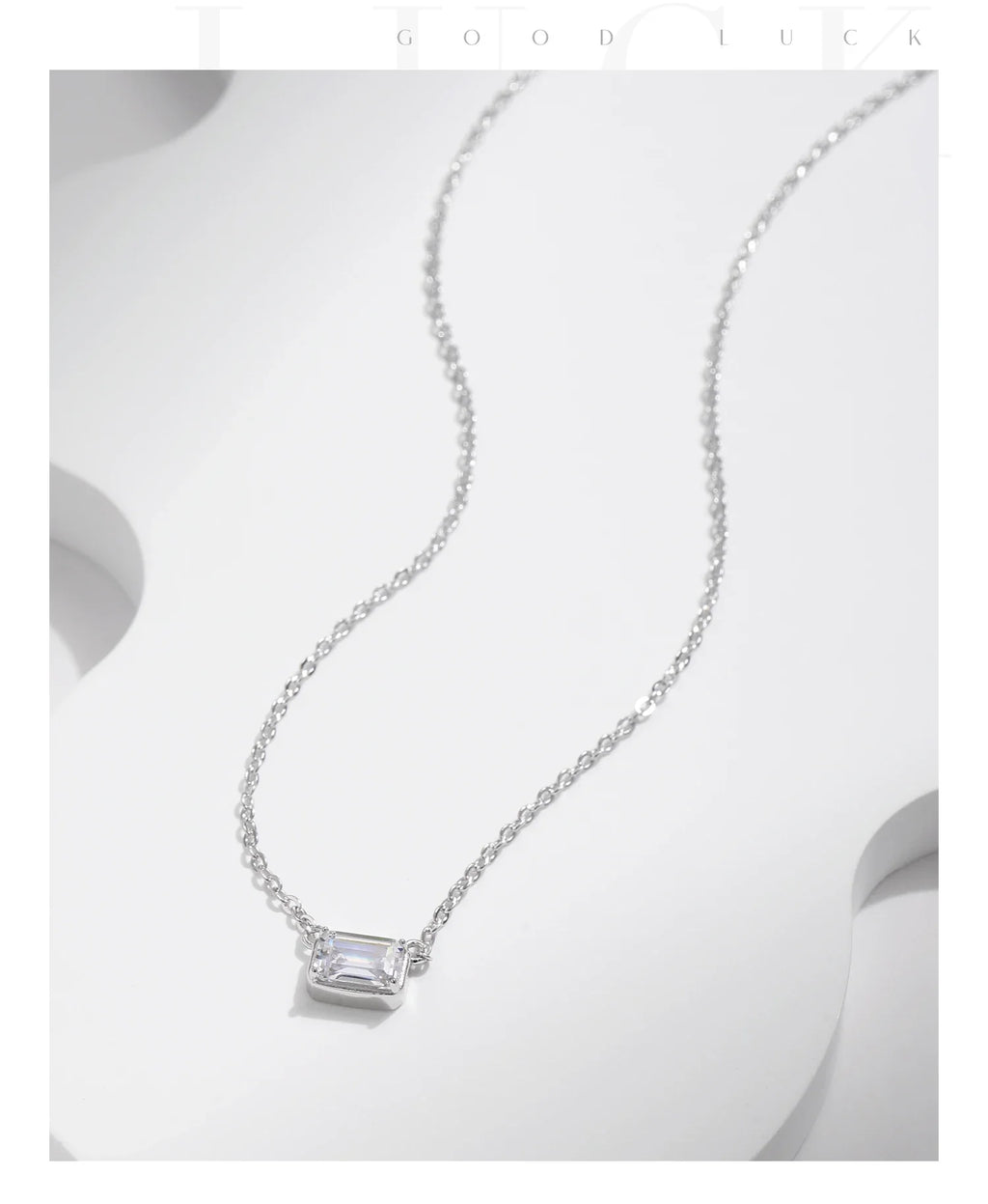 925 Sterling Silver Geometric Cubic Zirconia Pendant Necklace Fashion Stackable Asymmetrical Jewelry For Women Fine Gifts