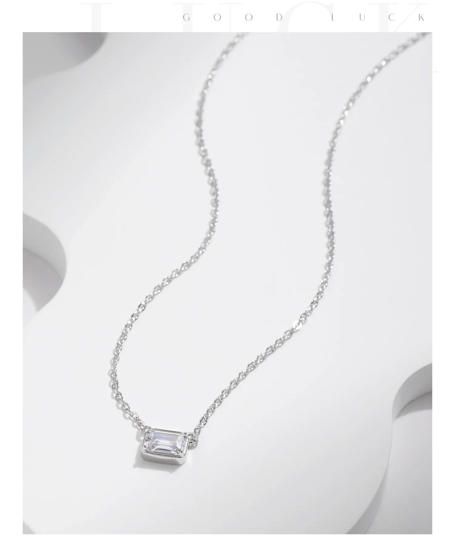 925 Sterling Silver Geometric Cubic Zirconia Pendant Necklace Fashion Stackable Asymmetrical Jewelry For Women Fine Gifts