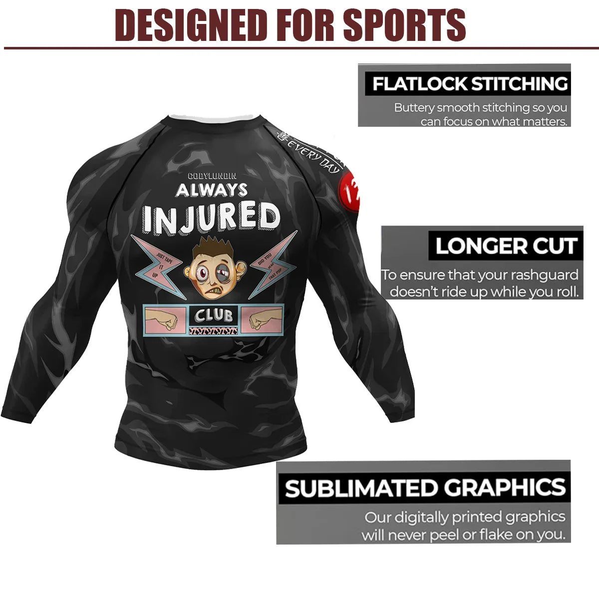 Polyester Sublimation High Elastic Bjj Rash Guard No Gi MMA  Jiu Jitsu Fighting Grappling Compression Shirt OEM Gym Fitness Tops