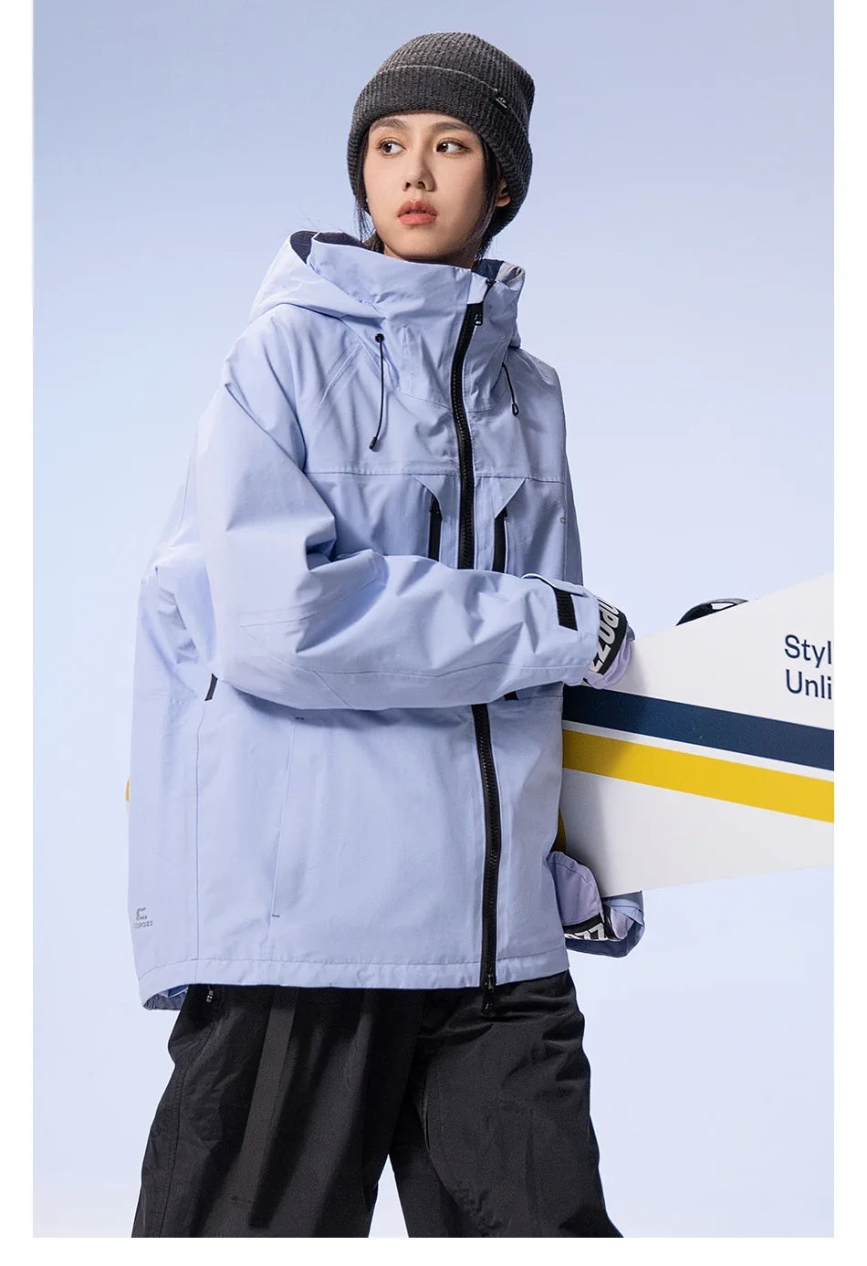 Thicken 3L Ski Jacket Men Women Windproof Waterproof Winter Ski Coat Ski Wear Solid Color Hooded Warm Snowboard Ski Suit