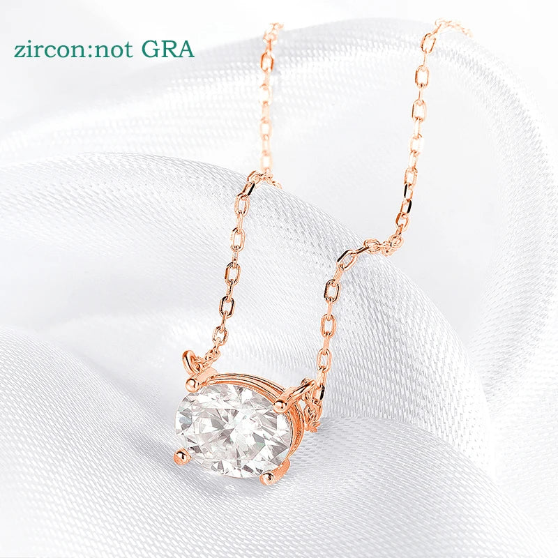 14K Plated 1-3CT Moissanite Necklaces Pendant Women Girls Birthday Gift Chain Lab Diamond Jewelry 925 Sterling Silver GRA