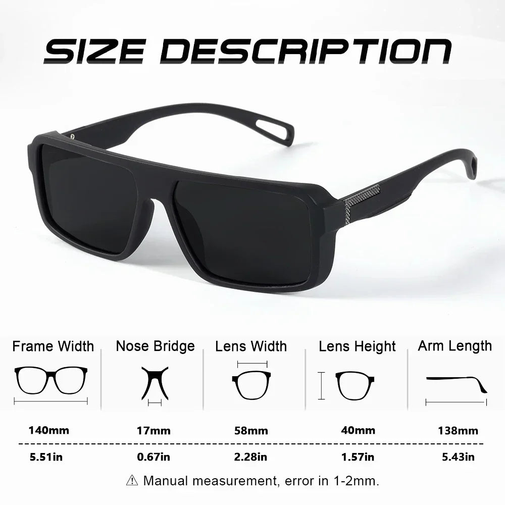 Classic Square Polarized Sunglasses for Men Women Fashion Sports Sunglasses Male Vintage Outdoor Driving Fishing Shades