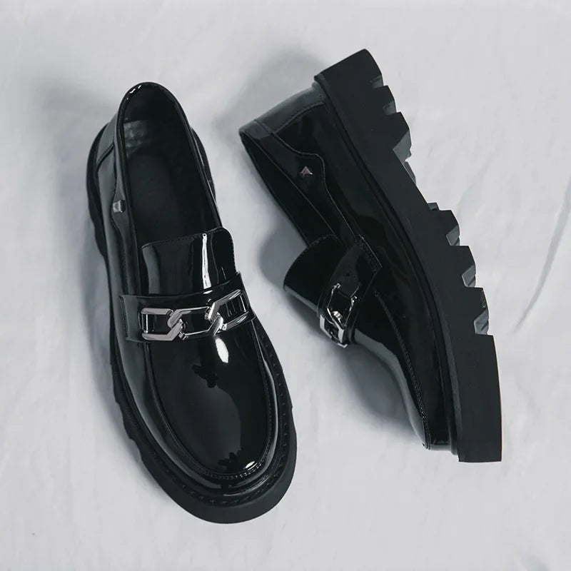 Men’s Round Toe Leather Shoes – Fashionable Casual Dress Footwear for Adults