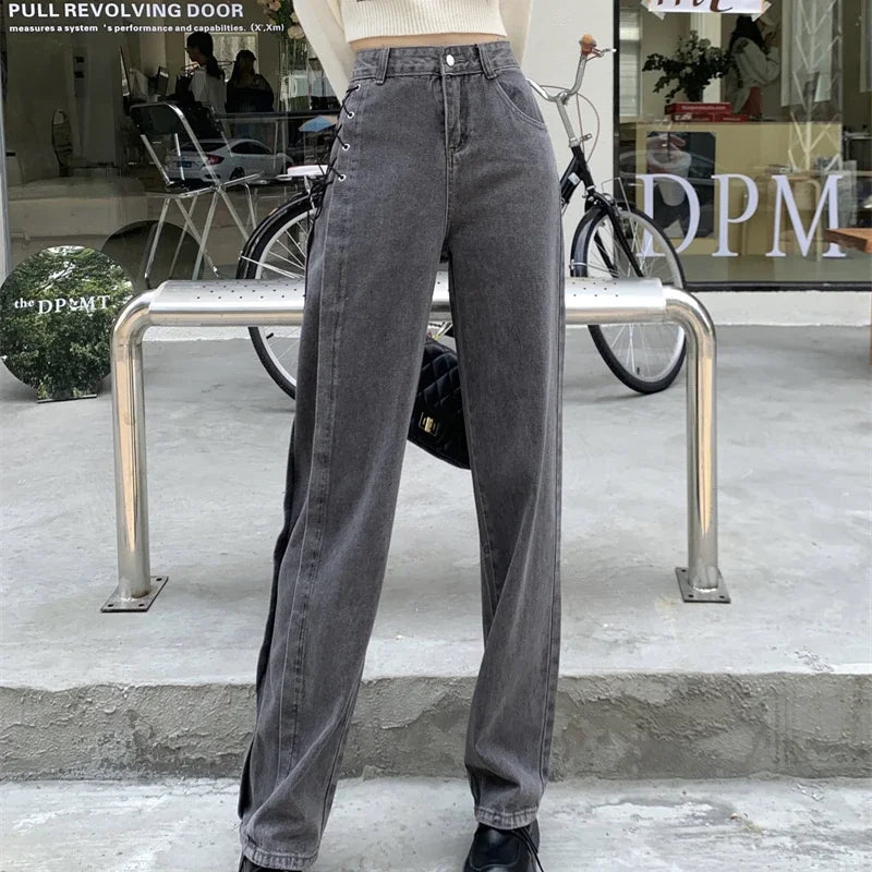 Casual Jeans Women Denim Pants Straight Trousers