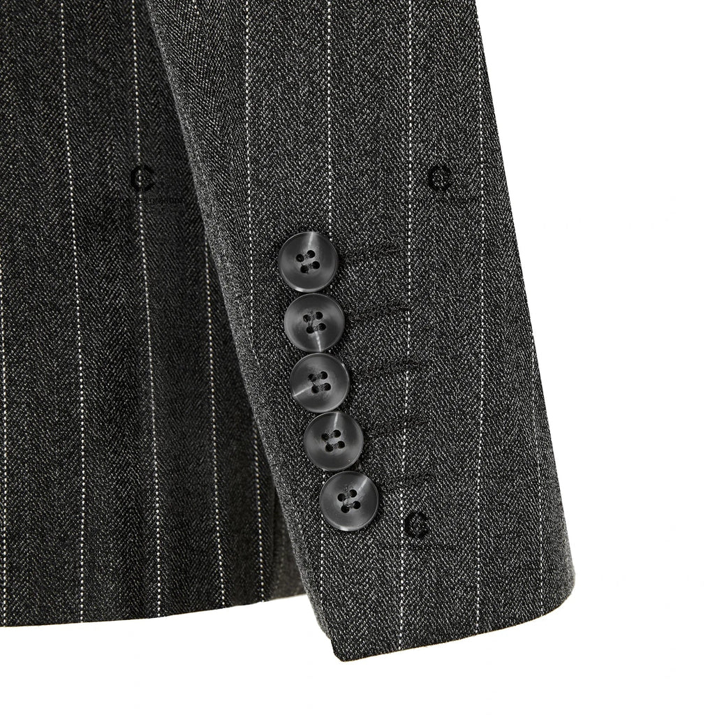 2024 New Double-Breasted Stripe Suits for Men Slim Fit 2 Piece Set Blazer Pants Office Smart Casual Wedding
