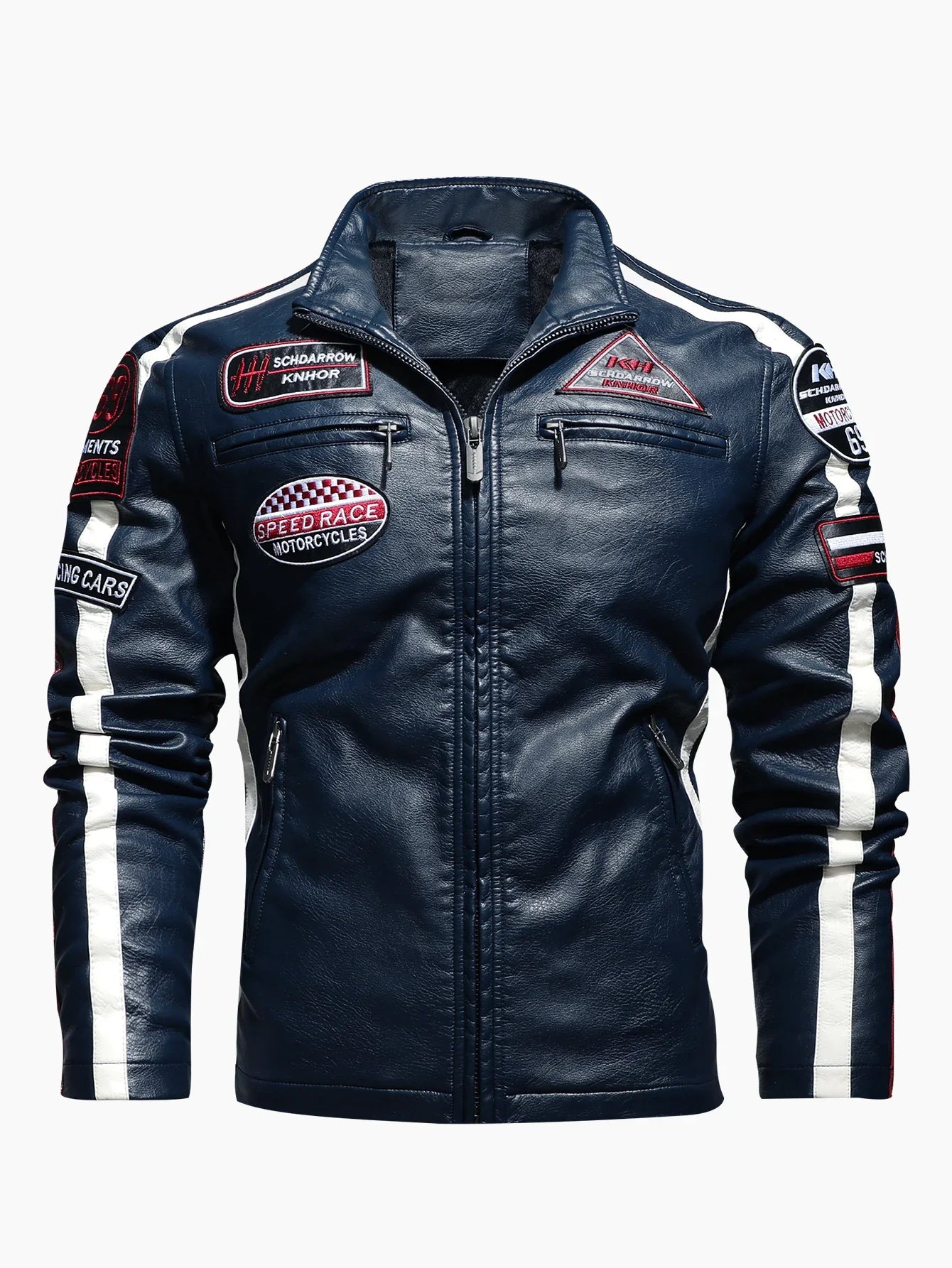 Men's Motorcycle Racing Suit PU Leather Label Color Jacket