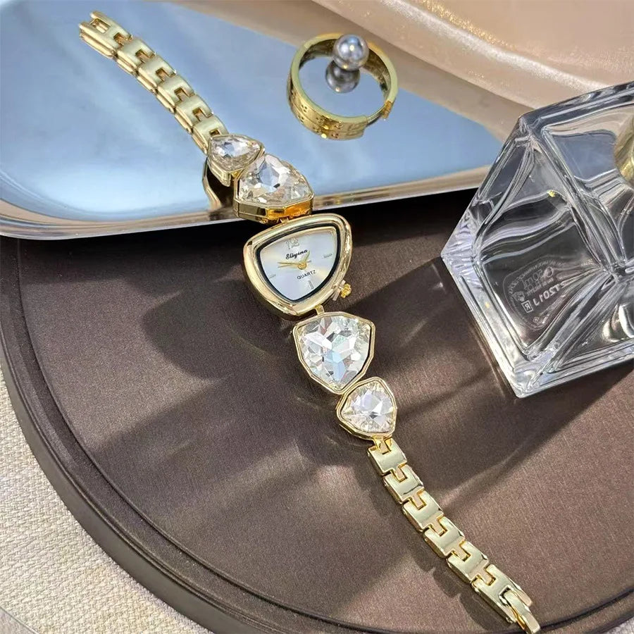 New color scheme irregular design big diamond watch light luxury niche watch color fashion high sense foreign trade wholesale