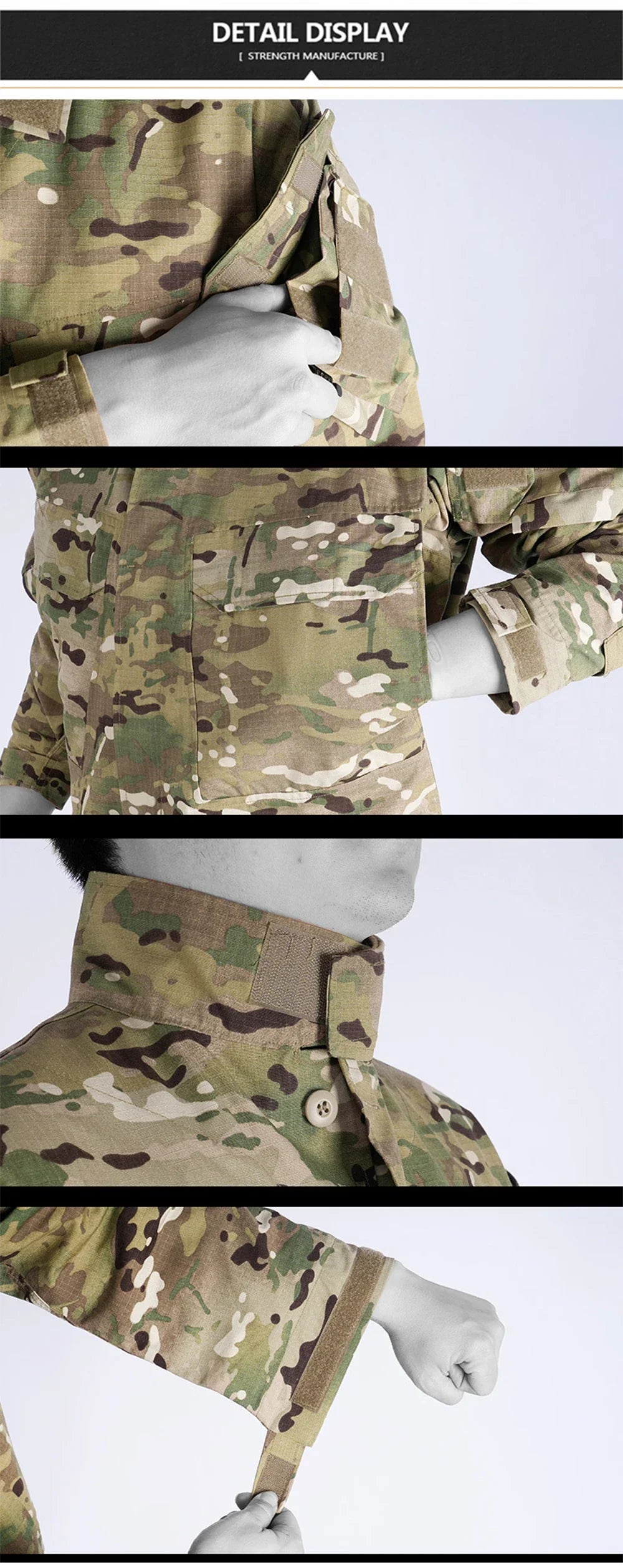 Men's Field Camouflage Clothing Tactical Combat Training Uniform Outdoor Hunting Camping Camo Long Sleeved Windbreaker Coat