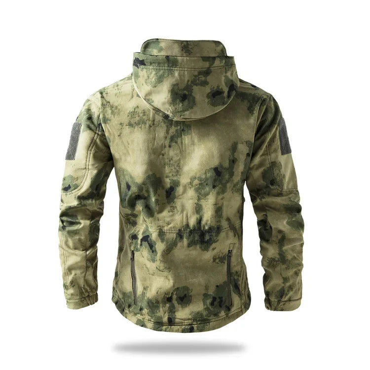 New Soft Shell Tactical Jacket  Men Winter Fleece Hooded Coat Hunting Clothes Outdoor Camouflage CS Tops Waterproof Windproof