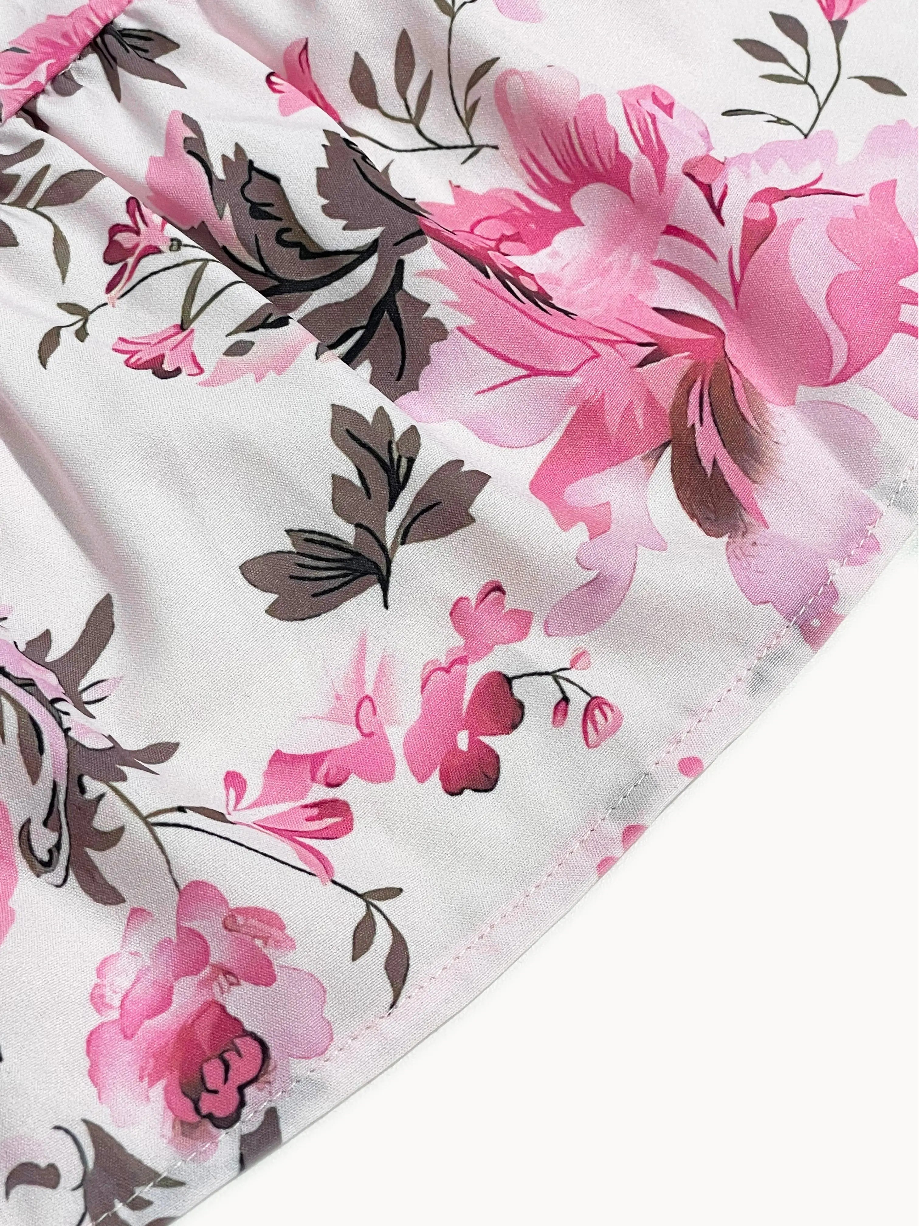 Women's Floral Print Shirred Spaghetti Strap Dress - Summer Boho Ruffle Sundress Casual Beach Maxi Dress