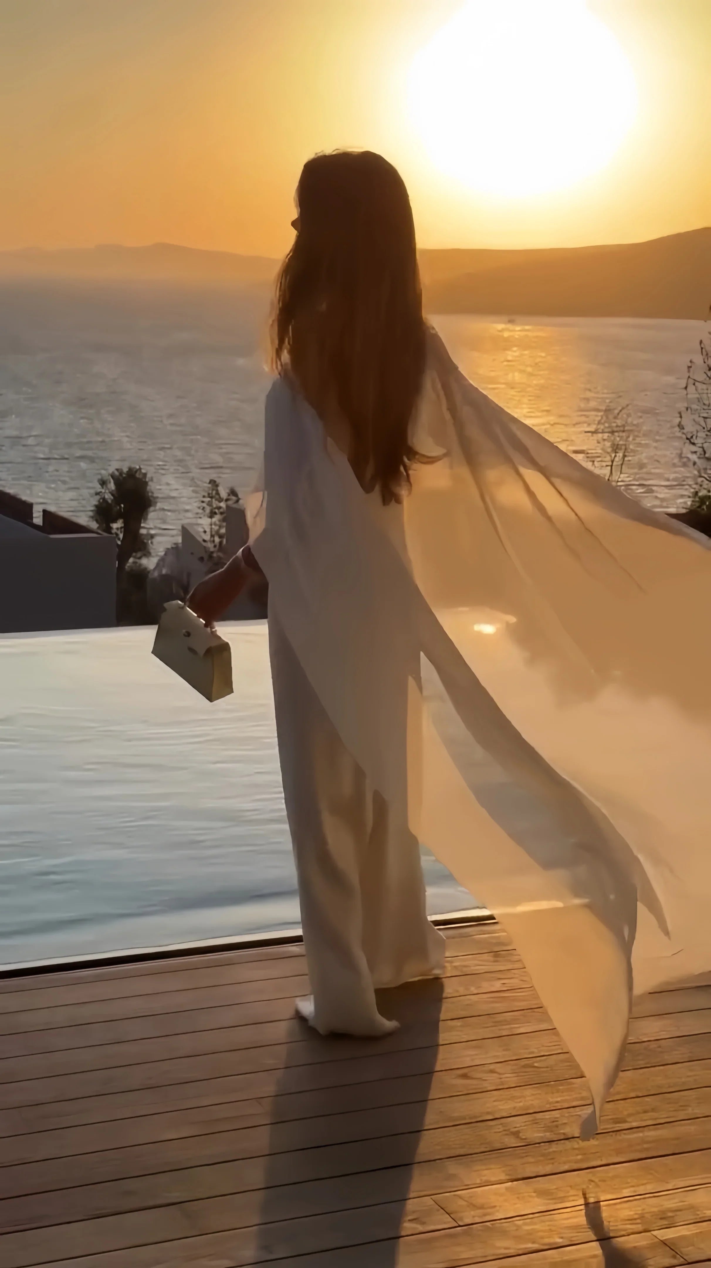 Simple White Chiffon Cape Maxi Dress Wedding Dress Beach Vacation Photoshoot Elegant Party Dresses Women's Formal Evening Gown