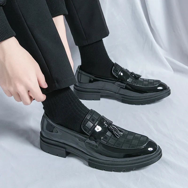 Leather Men Casual Black Tassel Loafers Handmade Soft Leisure Shoes Breathable Slip-On Comfortable for Drive Footwear Moccasins