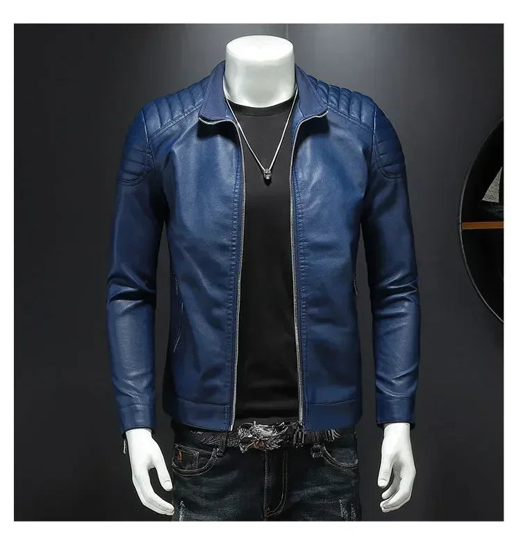 Men Leather Jacket Motorcycle Streetwear Baseball Outdoor Bomber Casual coat Men Autumn Motorcycle Windbreaker Male Outwear