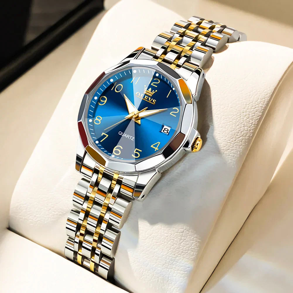 Elegant Fashion Women's Watches Luxury Brand Original Quartz Watch for Ladies Waterproof Stainless Steel Luminous Date