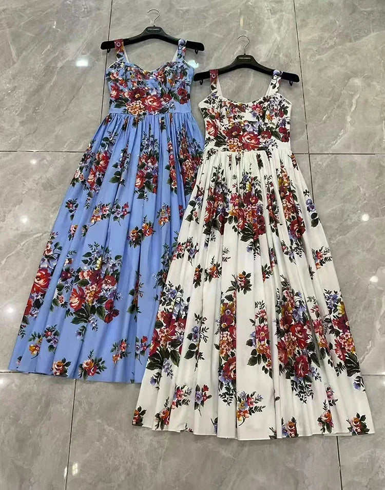 2026 New Women's Dress Sexy Spaghetti Strap Backless Fashion Print Cotton Casual Holiday Dresses