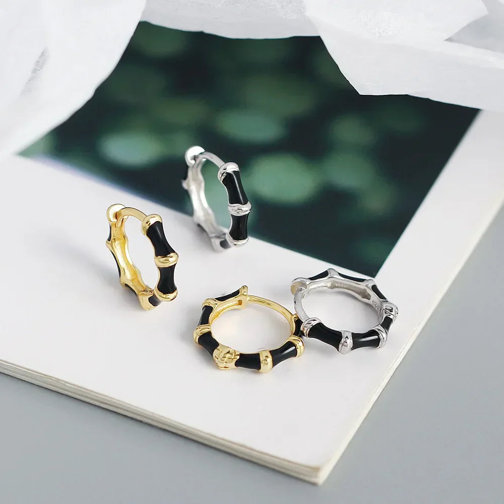 925 Sterling Silver Earring Colorful Dripping Oil Material Ear Ring Ear Buckle Rhombus Shape Trend Wild Girl Women Boy Ear Jewel