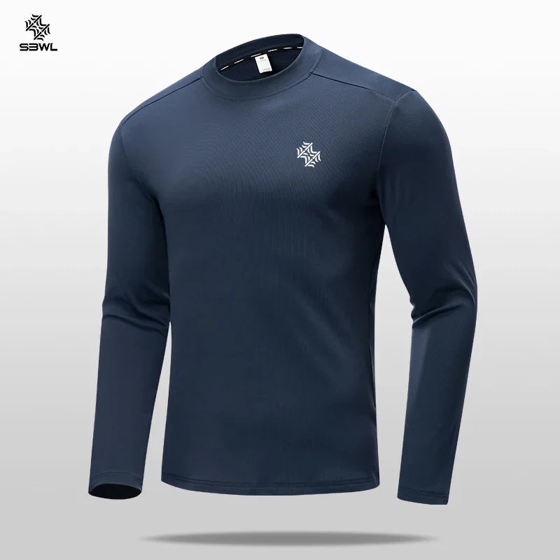 SBWL Autumn and Winter High Quality Outdoor Sports Warm Inside with Elastic Long Sleeve T-Shirt Running Fitness Base Shirt Tops