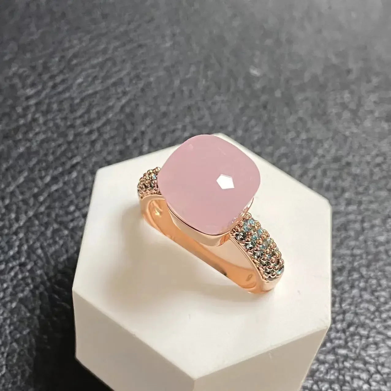10.6mm Topaz Ring For Women Inlay Light Blue Zircon Candy Water Drop Crystal Ring Rose Gold Plated Jewelry Gift