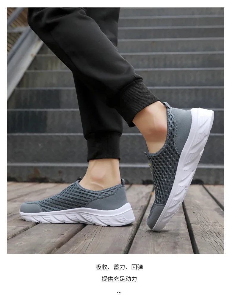 Lightweight Men Casual Shoes Breathable Slip on Male Casual Sneakers Anti-slip Men's Flats Outdoor Walking Shoes Size 39-46