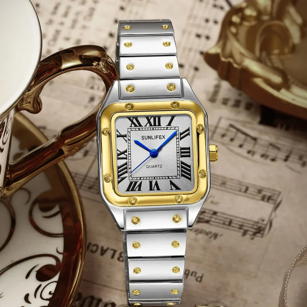 Square Women Watches Ladies Quartz Watch Female Wristwatch Stainless Steel Bamboo Strap Casual Lady Clock Watch Relogio Feminino