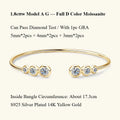Four Prong Moissanite Cuff Bangle 5mm 0.5CT Round Cut D Color 925 Silver Open Hand Chain Bracelet For Women Girl Lady Gift