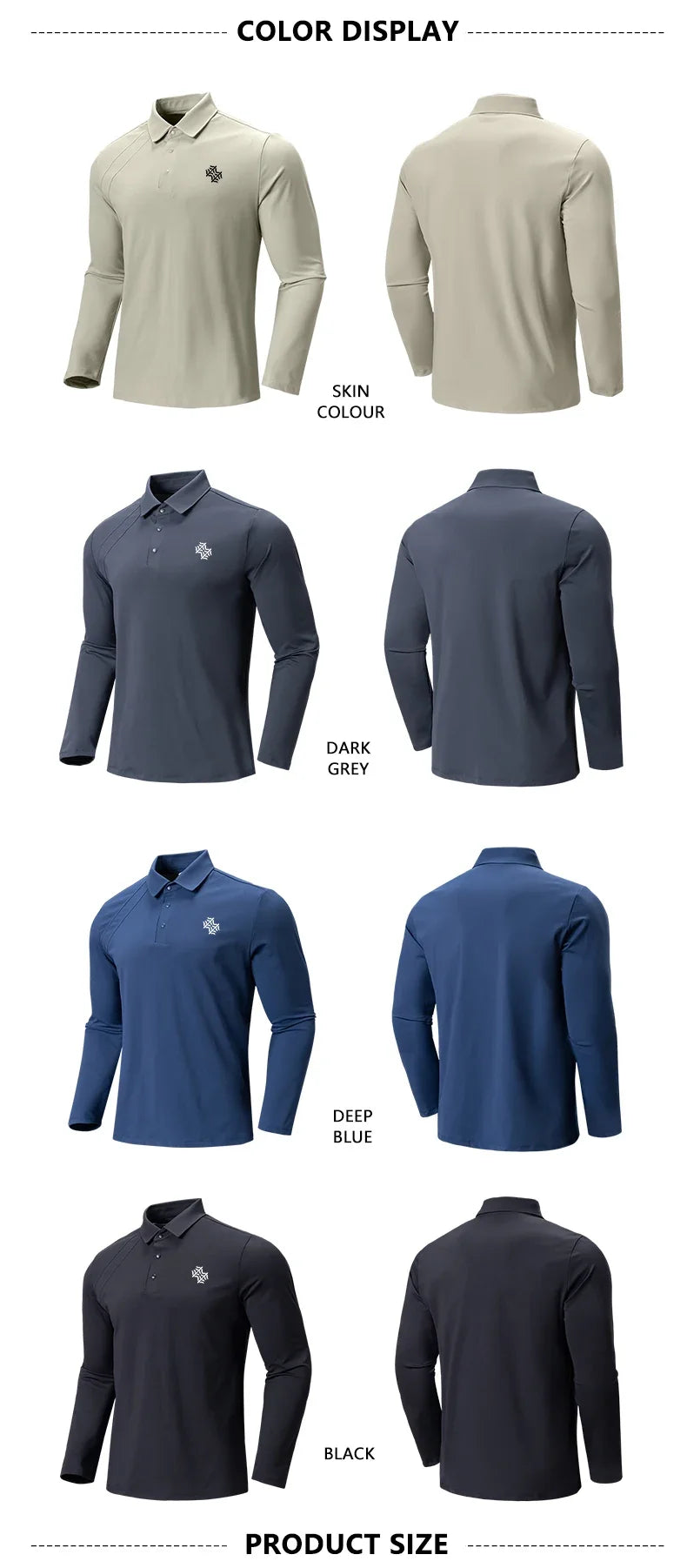 Autumn and Winter Fashion Golf Outdoor Sports Long Sleeve Stand Collar T-Shirt Running Fitness Breathable Base Shirt Tops